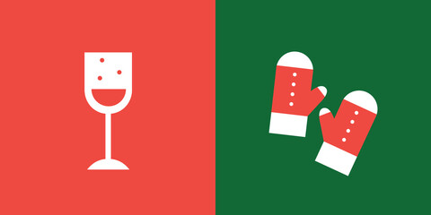 Cozy Winter Icons Set Flat Vector Christmas And New Year Illustration Ice Skates Cocoa Mug Mittens Snowflakes Gifts Holiday Elements Minimal Festive Design Warm Winter Collection For Web And Print