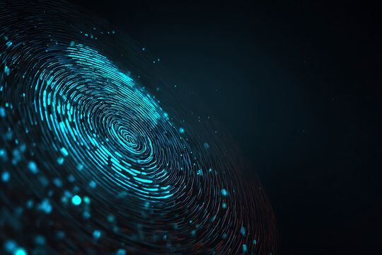 Secure your digital identity with a glowing blue biometric fingerprint scan, symbolizing modern technology and data protection.