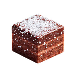 Chocolate brownie cake isolated on black background with dessert.