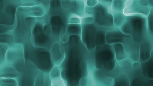 Abstract teal background with smooth, fluid shapes and glowing edges, resembling liquid or glass texture, creating a modern, futuristic, and organic digital design pattern.