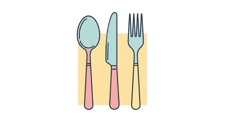 Colorful Cutlery Set Illustration
