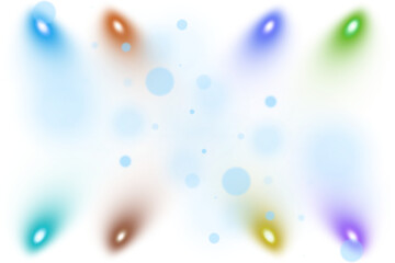 Abstract colorful light spots isolated on transparent background for design