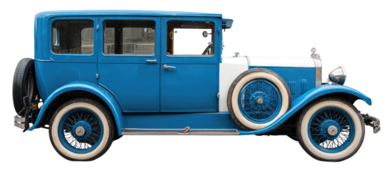 Classic blue car, side view
