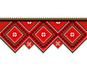 Rad national traditional embroidery texture. Detailed seamless ornamental pattern. Textile print abstract background. Vector illustration