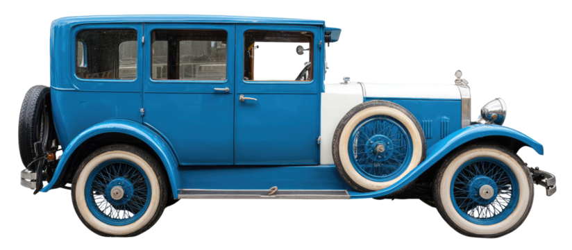 Classic blue car, side view