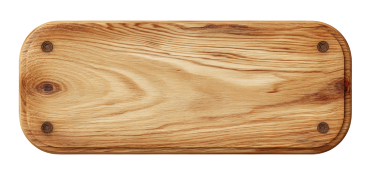 Light-brown wooden rectangular board with rounded edges and two small holes