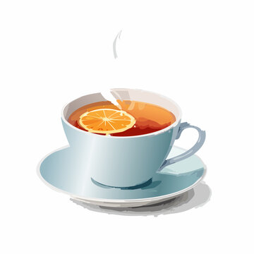 Wintertee mit Dampf in Porzellantasse