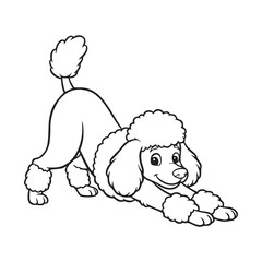 Playful Poodle Dog Line Art Illustration in a Bow Pose
