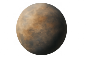 Exoplanet with swirling atmosphere on transparent background, showing celestial body in deep space, creating astronomy concept
