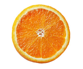 Close-up of an orange slice, vibrant citrus, circular shape