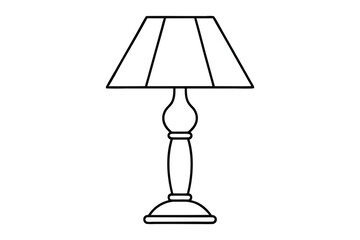 Desk Lamp Line Icon Minimal Outline Lighting Symbol