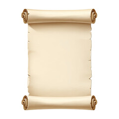 Empty antique scroll of parchment.  Cream-colored, rolled paper,  detailed.  Classic, vintage style