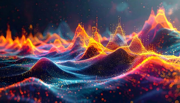 Abstract Colorful Sound Waves and Energy Flow.