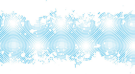 Delicate light blue concentric circles create a unique textured pattern against a bright white background, offering a modern aesthetic with a slightly distressed visual effect