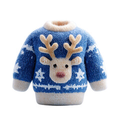 Christmas Sweater with Reindeer Design on Black Background.