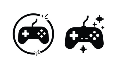 Game Controller Icon Set – Black and White Vector Design