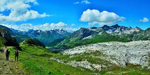 Austrian Alps - panoramic view from the path from the top of Rüfikop near Lech in the Lechtal Alps