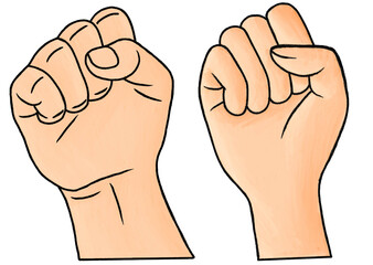 20251017_strong male female hand fists illustration concept power or strong