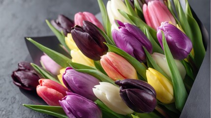 colorful fresh spring tulip bouquet