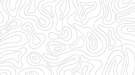 Seamless topography pattern with abstract contours on a white background creates a minimalist design featuring smooth, wavy lines and organic shapes ideal for modern layouts