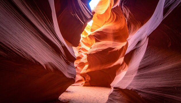 Antelope Canyons Vibrant Sandstone Walls Illuminated by Sunlight.