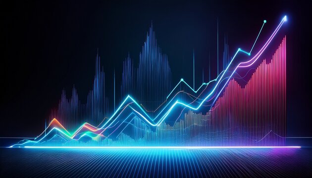 elegant line chart with neon highlights on a dark background sleek and modern