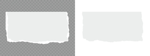 Fototapeta premium Torn notebook page or scrap note with damaged border. Torn paper strips set.White ripped paper collection. Set of white torn or ripped paper sheet. Sticky newspaper clip art. Set of torn paper sheets.