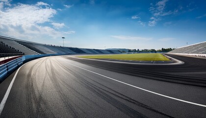 empty motor sport asphalt race track clear and awaiting action with no cars in sight