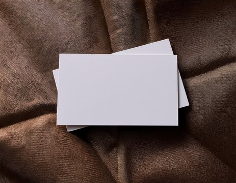 elegant classic horizontal business card mockup on textured fabric surface for contemporary branding and professional networking needs