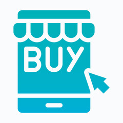 Buy Button Icon — Isolated Silhouette Gradient Style Vector Icon