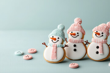 Christmas winter cookie decorating event snowman cookies in a cozy kitchen environment