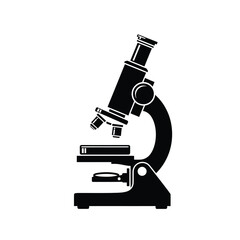 Black silhouette of a compound microscope science laboratory 1