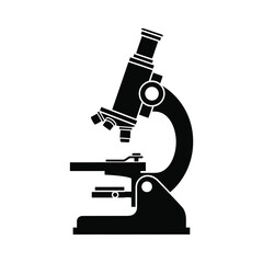 Black silhouette of a compound microscope science laboratory