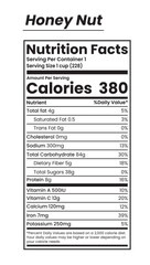 Fototapeta premium Honey Nut Nutrition Facts Label Information Displaying Key Vitamins and Minerals for Health and Welln