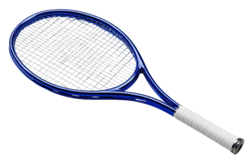 Blue tennis racket, angled view (1)