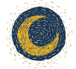 Starry night element impressionism style painting illustration gold illumination night