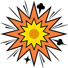 Comic Book Style Explosion Burst with Yellow Center Keywords: explosion, comic, burst, boom