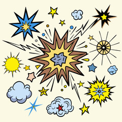 Comic Book Style Explosions and Stars Collection burst