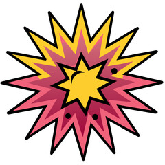 Yellow and pink comic book explosion burst manga pop art