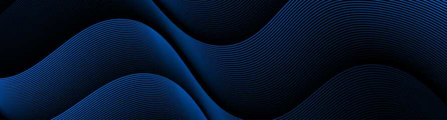 3D blue lines techno abstract background overlap layer on dark space with waves effect decoration. Modern graphic design element stripes style concept for web, art, flyer, card, or brochure cover © Arroyan Art