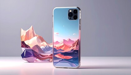 Artistic Mountain Landscape Smartphone Case Mockup.
