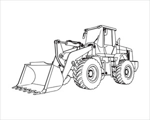 Naklejka premium Detailed wheel loader outline illustration perfect for coloring books projects