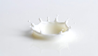 A splash forming a crown-like shape in a pool of opaque white liquid