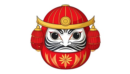 A stylized, cartoon-like representation of a traditional Japanese Daruma doll