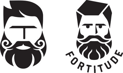 Bearded man illustration logo. Fortitude gentleman symbol