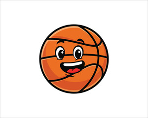 Happy basketball character with big smile isolated on white background