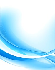 Abstract blue waves flowing on a bright white background