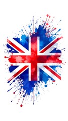 Abstract depiction of the Union Jack flag with paint splatter effect
