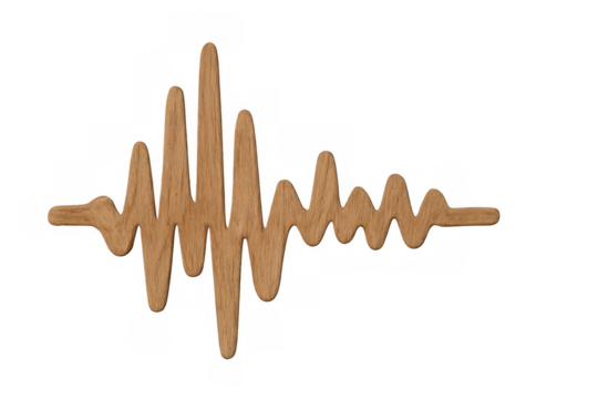 Wooden sound wave vibrating symbolizing music audio frequency voice sound recording equalizer