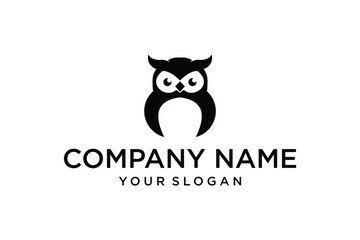 Minimalist Black Owl Logo Design Template with Placeholder Text for Company Branding